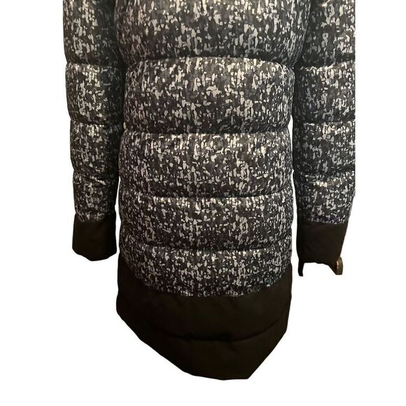 Fabletics Waco Confetti Print Puffer Winter Coat Jacket Black Grey Womens XS - Picture 2 of 13